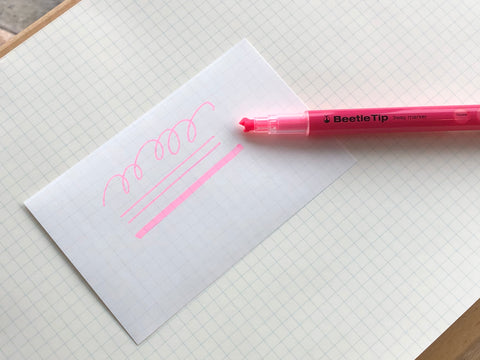 Kokuyo Beetle Tip 3way Highlighter Pen - Pink