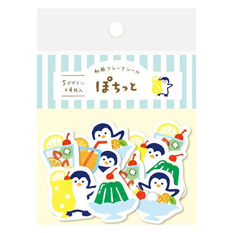 Furukawa Paper "Pochitto" Flake Sticker - Penguins & Cold Treats