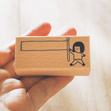 Yohand Studio Wooden Stamp - Walking with A Flag