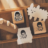 Yohand Studio Wooden Stamp - Hugging Fluffy Cloud Dog