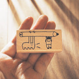 Yohand Studio Wooden Stamp - Writing with Fluffy Cloud Dog